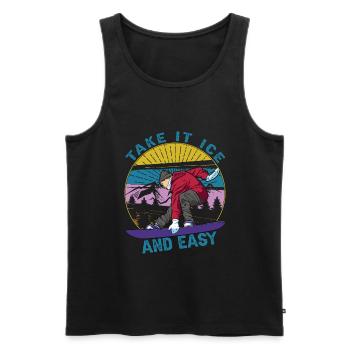 Take It Ice And Easy - Snowboarden - Skifahren - S - Männer Premium Bio Tank Top - Schwarz - Vorne - Michal (187cm)