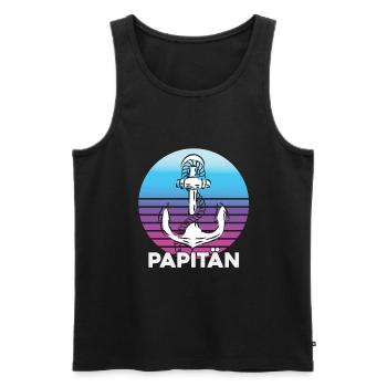 Retro Anker Vatertag Papitän Vater Papa Kapitän - Männer Premium Bio Tank Top - Schwarz - Vorne - Michal (187cm)