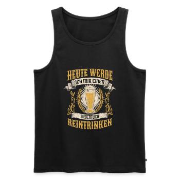 Bier Spruch Reintrinken - Männer Premium Bio Tank Top - Schwarz - Vorne - Michal (187cm)