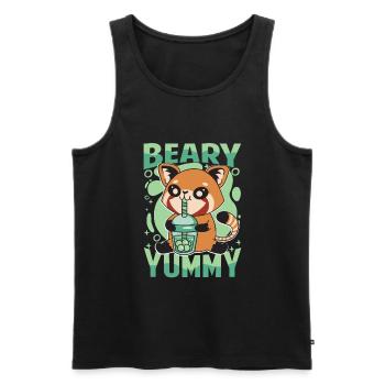 Beary Yummy - Niedlicher roter Panda - Milchtee - Männer Premium Bio Tank Top - Schwarz - Vorne - AI Model Male 178 light (178cm)