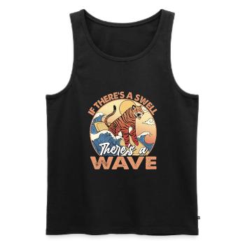 If There's A Will There's A Wave - Tiger - Surfen - Männer Premium Bio Tank Top - Schwarz - Vorne - Michal (187cm)