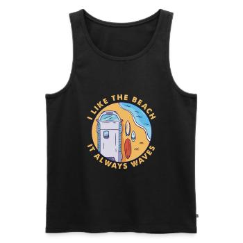 J’aime la plage, elle fait toujours des vagues - Surf - Surf - Débardeur bio Premium Homme - noir - Devant - Michal (187cm)