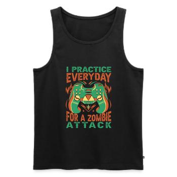 I Practice Everyday For A Zombie Attack - Gambler - Men's Premium Organic Tank Top - black - Front - Michal (187cm)