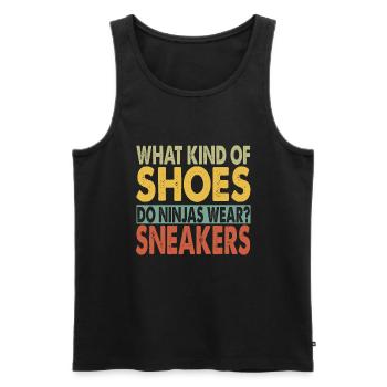 What Kind Of Shoes Do Ninjas Wear? - Papa-Witze - Männer Premium Bio Tank Top - Schwarz - Vorne - AI Model Male 178 light (178cm)