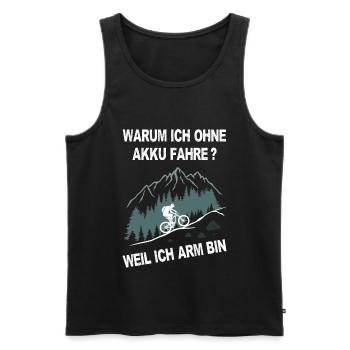 E-Bike, Mountainbike, bergauf, radfahren, Berge - Männer Premium Bio Tank Top - Schwarz - Vorne - AI Model Male 178 light (178cm)