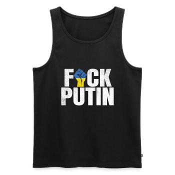 FCK Poutine Ukraine Soutien Solidarité - Débardeur bio Premium Homme - noir - Devant - AI Model Male 178 light (178cm)