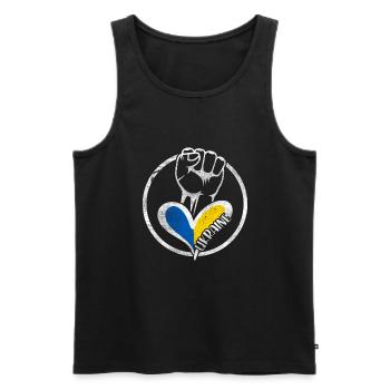 Frieden Ukraine Liebe Geschenkidee - Männer Premium Bio Tank Top - Schwarz - Vorne - Michal (187cm)