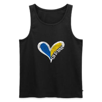 Ukraine War - Men's Premium Organic Tank Top - black - Front - AI Model Male 178 light (178cm)