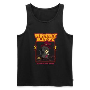 Witchy Kitty - Souverain de l’abîme - Débardeur bio Premium Homme - noir - Devant - AI Model Male 178 light (178cm)