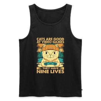 Cats Are Good At Video Games - Lustige Papa-Witze - Männer Premium Bio Tank Top - Schwarz - Vorne - AI Model Male 178 light (178cm)