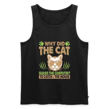 Pourquoi le chat gardait-il l’ordinateur? - Blagues de papa - Débardeur bio Premium Homme - noir - Devant - Michal (187cm)