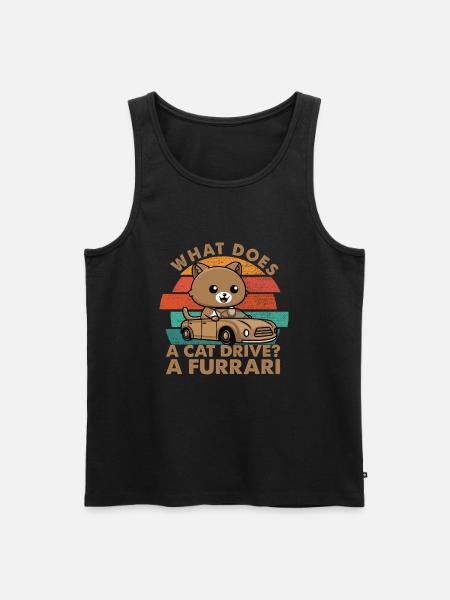 What Does A Cat Drive? A Furrari - Dad Jokes - Men's Premium Organic Tank Top - black