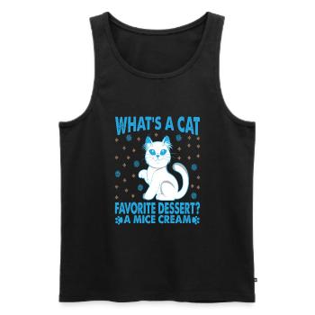What's A Cat Favorite Dessert? Lustige Papa-Witze - Männer Premium Bio Tank Top - Schwarz - Vorne - Michal (187cm)