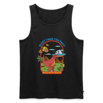 Blast From The Past - Dinosaurs - Funny Alien - Männer Premium Bio Tank Top - Schwarz - Vorne - AI Model Male 178 light (178cm)