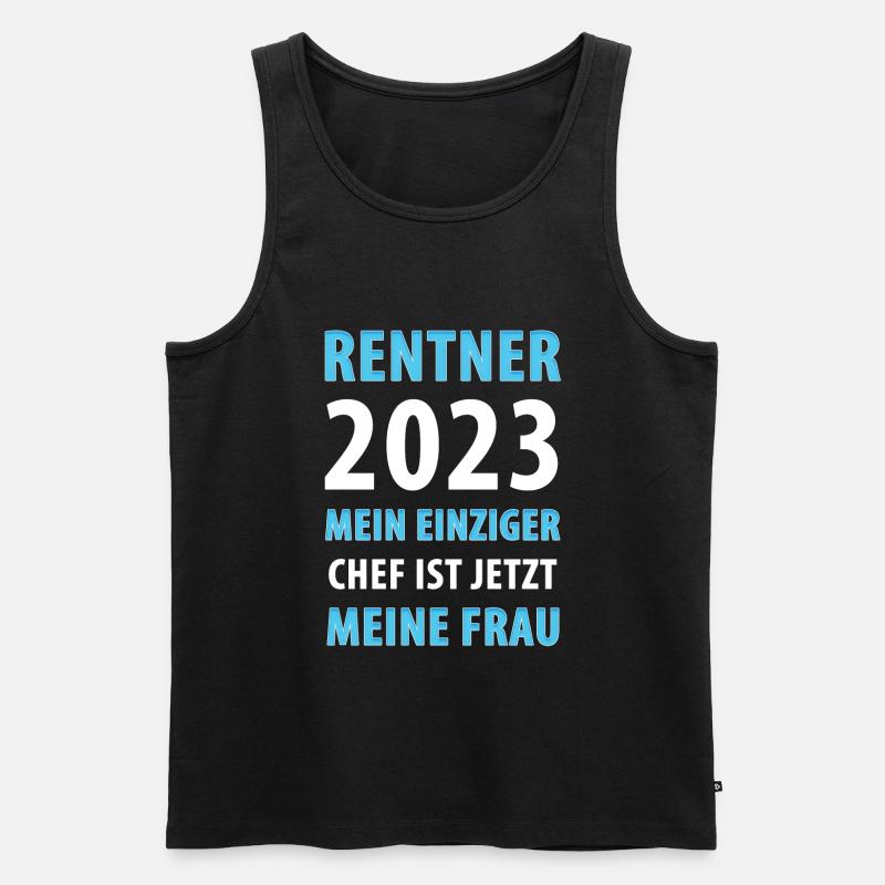 Frau ist Chef Ruhestand 2023 - Männer Premium Bio Tank Top - Schwarz