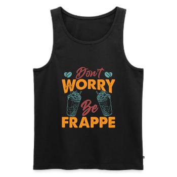 Ne vous inquiétez pas, soyez Frappé! - Jeux de mots drôles de café - Débardeur bio Premium Homme - noir - Devant - Michal (187cm)