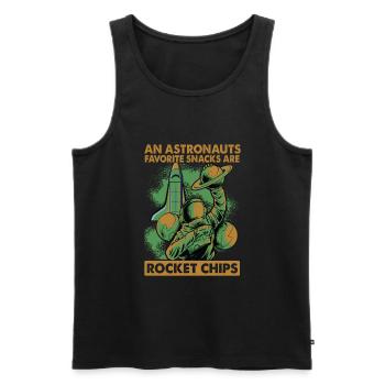 Astronauts Eat Rocket Chips For Breakfast - Jokes - Men's Premium Organic Tank Top - black - Front - AI Model Male 178 light (178cm)