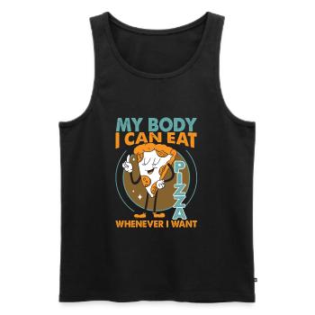My Body, I Can Eat Pizza Whenever I Want - Men's Premium Organic Tank Top - black - Front - Michal (187cm)