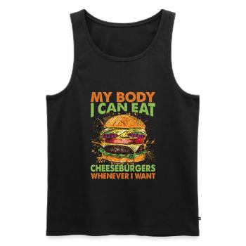 Mon corps, je peux manger des cheeseburgers quand je veux - Débardeur bio Premium Homme - noir - Devant - Michal (187cm)