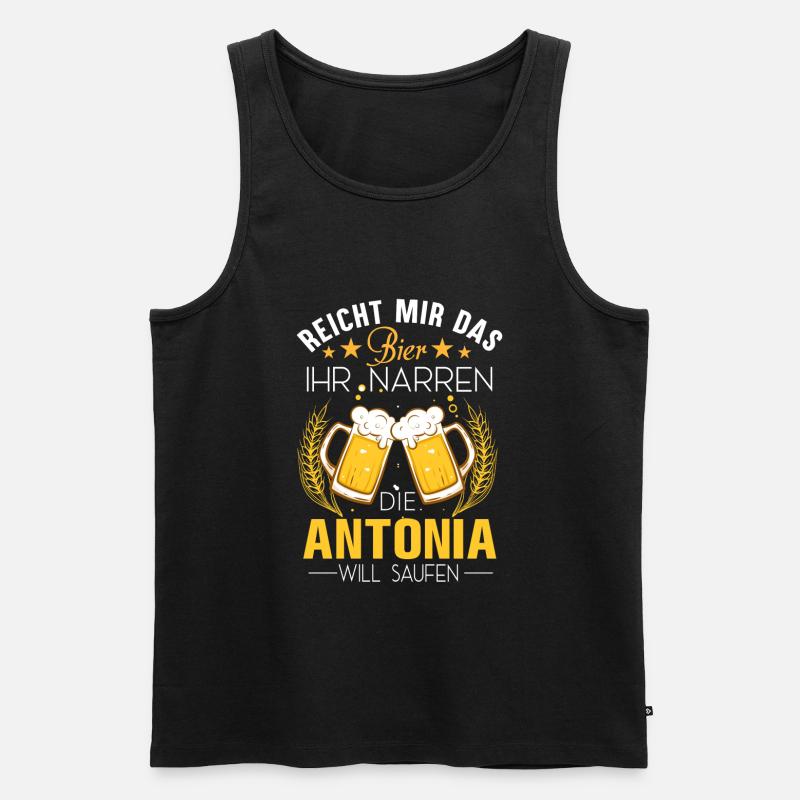 Antonia Spruch Bier - Männer Premium Bio Tank Top - Schwarz