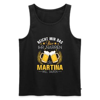 Martina Bier Spruch - Männer Premium Bio Tank Top - Schwarz - Vorne - AI Model Male 178 light (178cm)