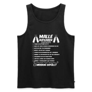Malle Aufgaben Checkliste Malleurlaub Mallorca - Männer Premium Bio Tank Top - Schwarz - Vorne - AI Model Male 178 light (178cm)