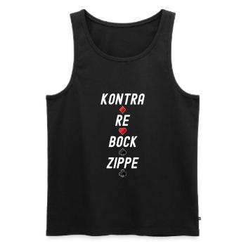 Skat Reizen - Kontra Re Bock Zippe - Männer Premium Bio Tank Top - Schwarz - Vorne - AI Model Male 178 light (178cm)