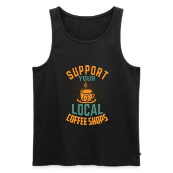 Support Your Local Coffee Shops - Barista - Men's Premium Organic Tank Top - black - Front - AI Model Male 178 light (178cm)