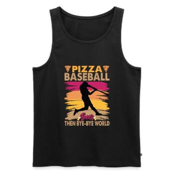 Pizza, Baseball Et, Bière Puis Bye-Bye Monde - Débardeur bio Premium Homme - noir - Devant - Michal (187cm)