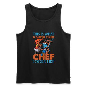 Voici à quoi ressemble un chef super fatigué - Débardeur bio Premium Homme - noir - Devant - Michal (187cm)
