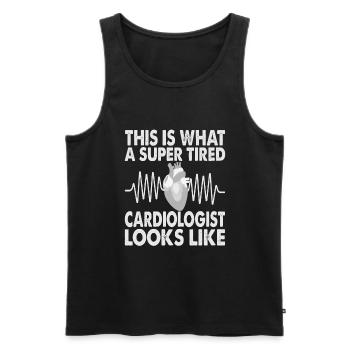 Voici à quoi ressemble un cardiologue super fatigué - Débardeur bio Premium Homme - noir - Devant - AI Model Male 178 light (178cm)