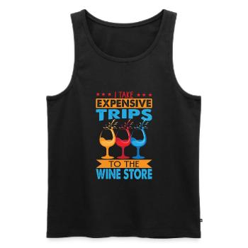 I Take Expensive Trips To The Wine Store - Funny - Männer Premium Bio Tank Top - Schwarz - Vorne - AI Model Male 178 light (178cm)