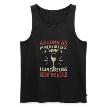 As Long As I Have My Glass Of Wine I Can Care Less - Men's Premium Organic Tank Top - black - Front - Michal (187cm)