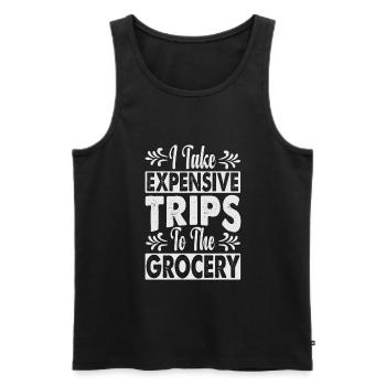 I Take Expensive Trips To The Grocery - Funny - Männer Premium Bio Tank Top - Schwarz - Vorne - AI Model Male 178 light (178cm)