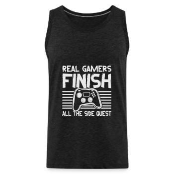 Real Gamers termine toutes les quêtes secondaires - Video G - Débardeur bio Premium Homme - charbon - Devant - Alexander (188cm)