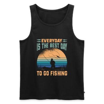 Everyday Is The Best Day To Go Fishing - Lake - Men's Premium Organic Tank Top - black - Front - Michal (187cm)