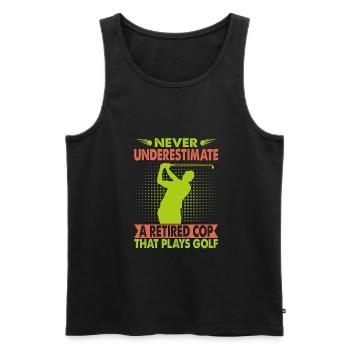 Never Underestimate A Retired Cop That Plays Golf - Männer Premium Bio Tank Top - Schwarz - Vorne - AI Model Male 178 light (178cm)