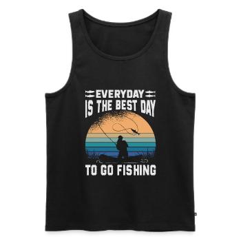 Everyday Is The Best Day To Go Fishing - Lake - Men's Premium Organic Tank Top - black - Front - Michal (187cm)
