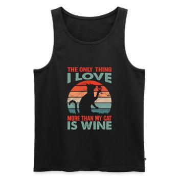 The Only Thing I Love More Than My Cat Is Wine - F - Männer Premium Bio Tank Top - Schwarz - Vorne - Michal (187cm)