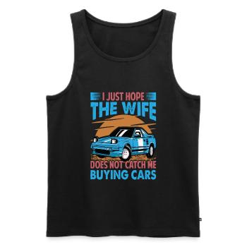I Just Hope The Wife Does Not Catch Me Buying Cars - Men's Premium Organic Tank Top - black - Front - AI Model Male 178 light (178cm)