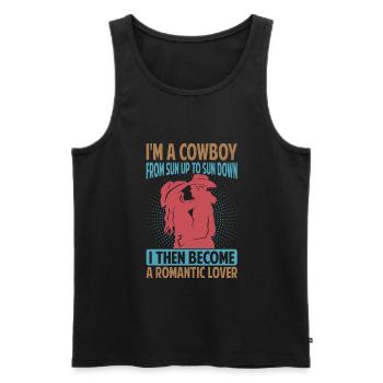 Je suis un cow-boy du soleil au coucher du soleil - Texas - Débardeur bio Premium Homme - noir - Devant - AI Model Male 178 light (178cm)