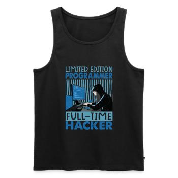 Limited Edition Programmer Full-Time Hacker - Funn - Men's Premium Organic Tank Top - black - Front - AI Model Male 178 light (178cm)