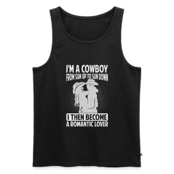 Je suis un cow-boy du soleil au coucher du soleil - Texas - Débardeur bio Premium Homme - noir - Devant - AI Model Male 178 light (178cm)