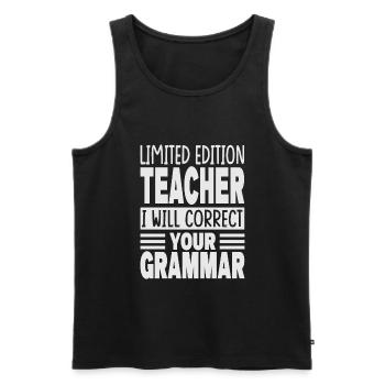 Professeur en édition limitée Je corrigerai votre Gramma - Débardeur bio Premium Homme - noir - Devant - Michal (187cm)