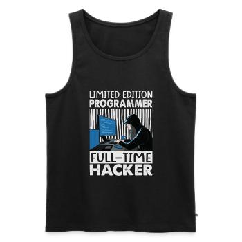 Limited Edition Programmer Full-Time Hacker - Funn - Men's Premium Organic Tank Top - black - Front - AI Model Male 178 light (178cm)