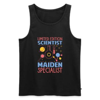 Limited Edition Scientist Maiden Specialist - Funn - Men's Premium Organic Tank Top - black - Front - AI Model Male 178 light (178cm)