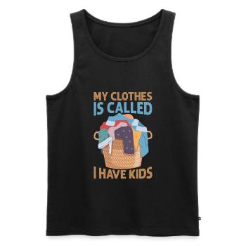Mes vêtements s’appellent J’ai des enfants - Drôles de parents - - Débardeur bio Premium Homme - noir - Devant - AI Model Male 178 light (178cm)