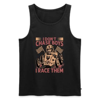 I Don't Chase Boys I Race Them - Racing - Race Car - Men's Premium Organic Tank Top - black - Front - AI Model Male 178 light (178cm)
