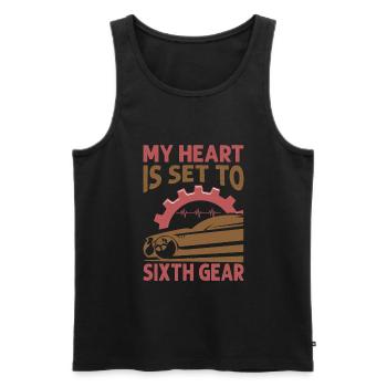 My Heart Is Set To Sixth Gear - Racing - Race Cars - Men's Premium Organic Tank Top - black - Front - AI Model Male 178 light (178cm)