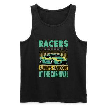 Racers Always Hangout At The Car-Nival - Funny - R - Men's Premium Organic Tank Top - black - Front - AI Model Male 178 light (178cm)